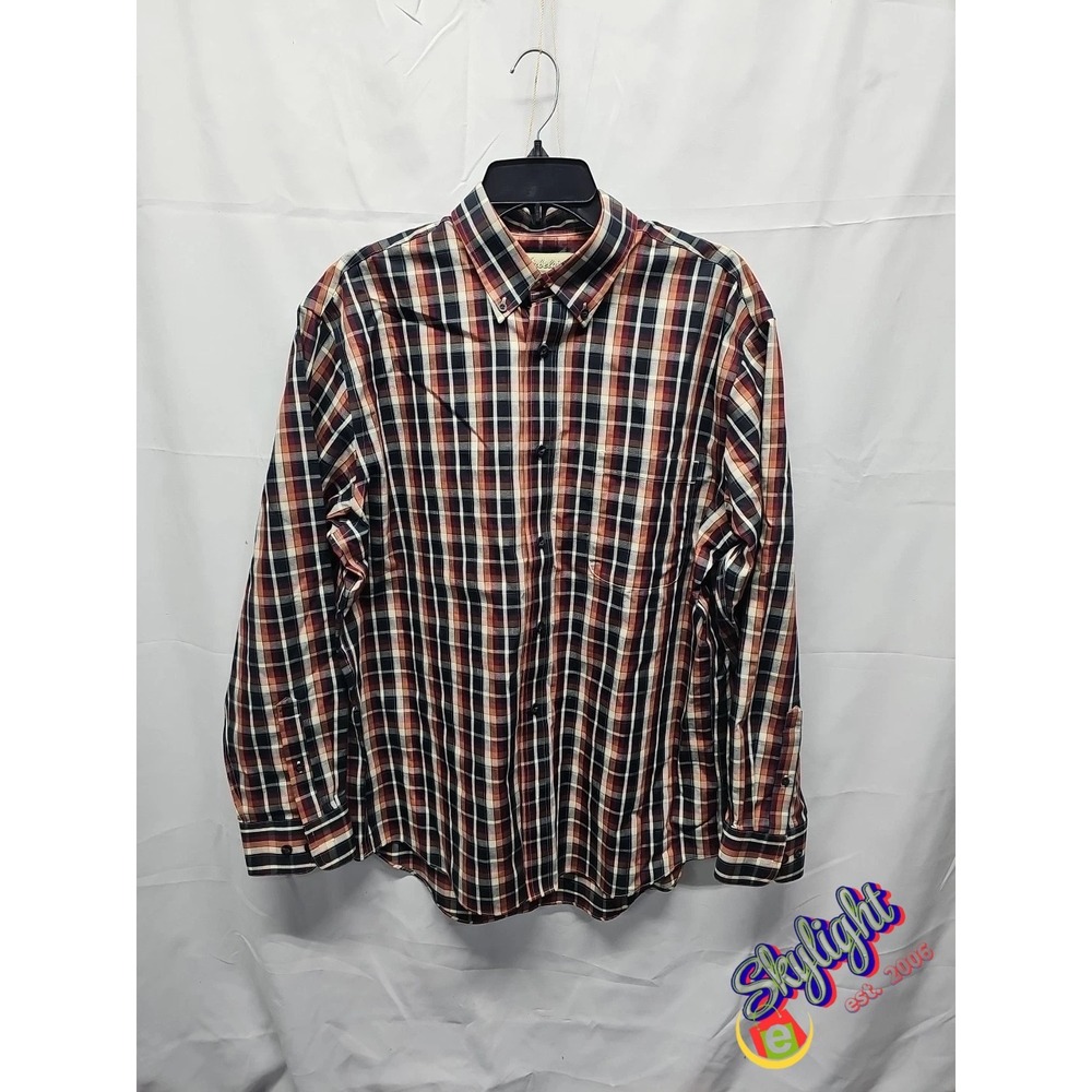 Cabela's Mens Outfitter Series Dark Plaid Long Sleeve Shirt Button Up Size L